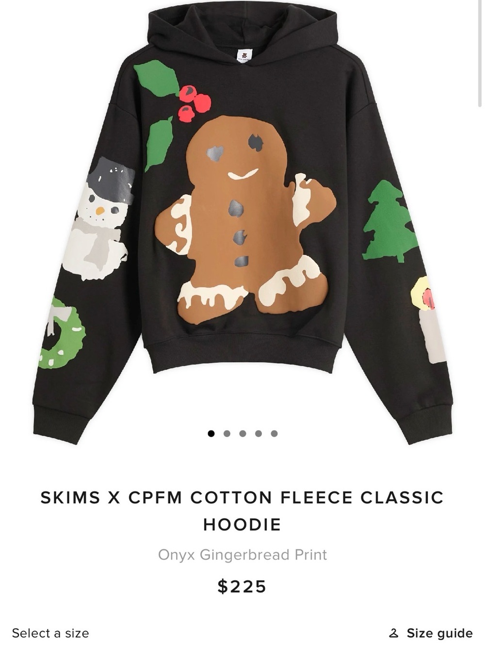Skims x Cactus 🌵 Flea Market Onyx Gingerbread Print Cotton Fleece Hoodie